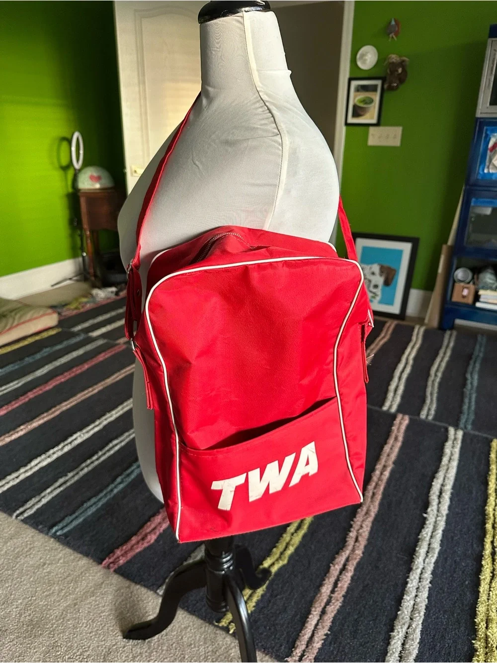 TWA Red Vintage Shoulder Bag Retro Air Travel